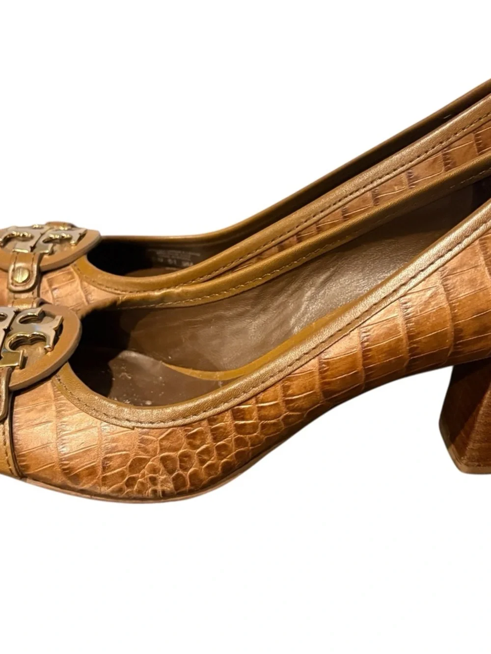 TORY BURCH Women’s Tan Crocodile Skin Style Heels Leather Size 9